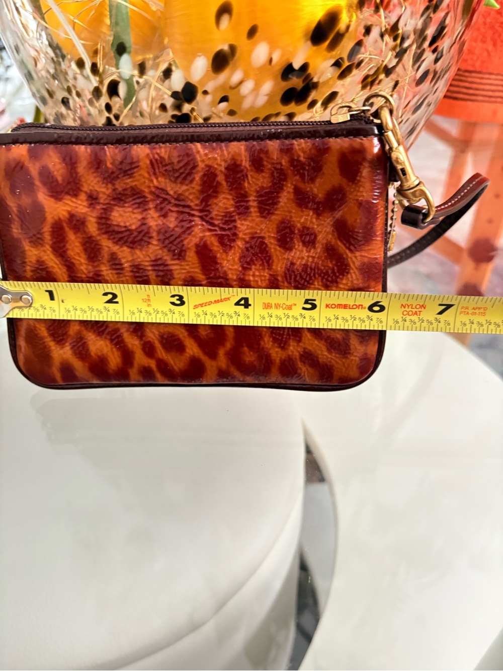 Coach Tortoiseshell Brown and Black Leather Wristlet - Picture 3 of 3